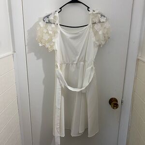 Shein Girls White 3D Floral Puff Sleeve Dress Special Occasion Size 11-12